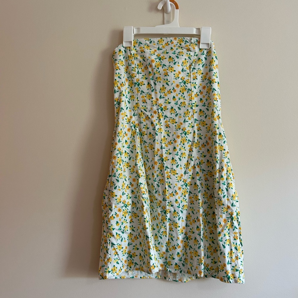 Old Navy Floral Yellow and Green Strapless Dress